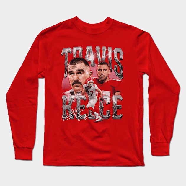 Travis Kelce Kansas City Vintage Long Sleeve T-Shirt by ClarityMacaws